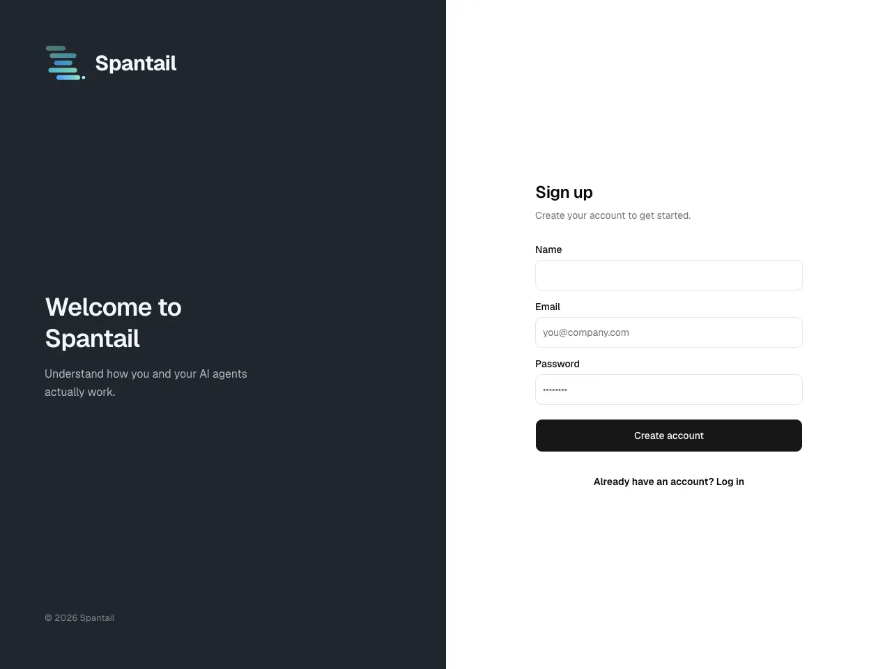 A freshly deployed instance showing the first-run sign-up
screen.